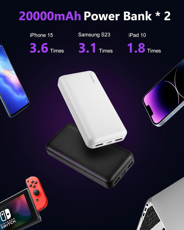 Miady Paquete de 4 cargadores portátiles a granel de 5000mAh + 2000...