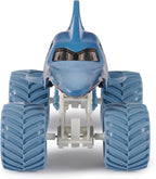 Monster Jam Camión monstruo oficial Megalodon - Retro 2017 edición original a escala 1:24 vehículo fundido a presión, llantas cromadas y neumáticos BKT para uso en todos los juegos de juego