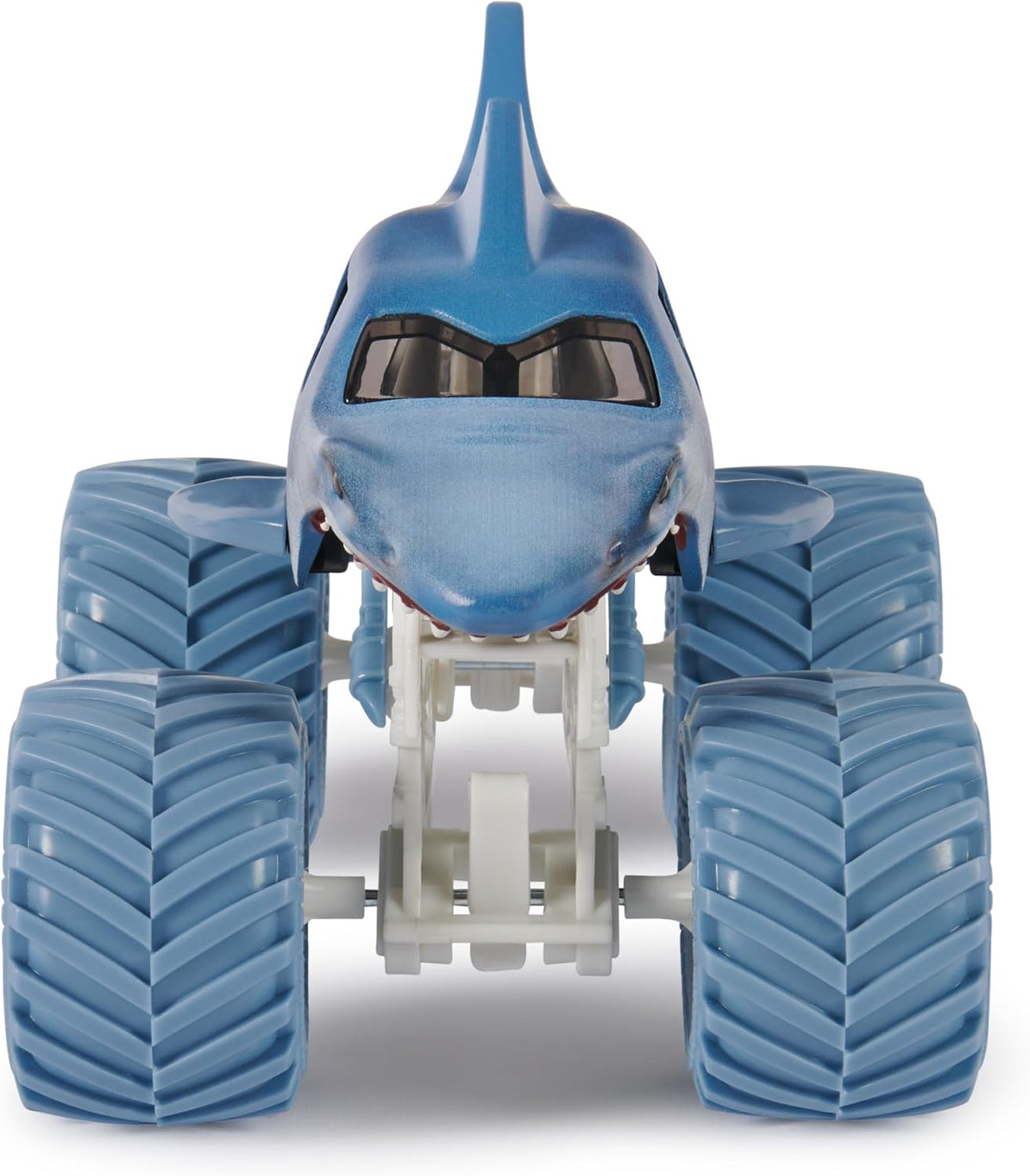 Monster Jam Camión monstruo oficial Megalodon - Retro 2017 edición original a escala 1:24 vehículo fundido a presión, llantas cromadas y neumáticos BKT para uso en todos los juegos de juego