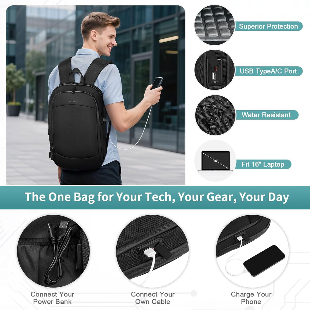SUIKIHUM Mochila delgada para laptop para hombres y mujeres, bolsa...