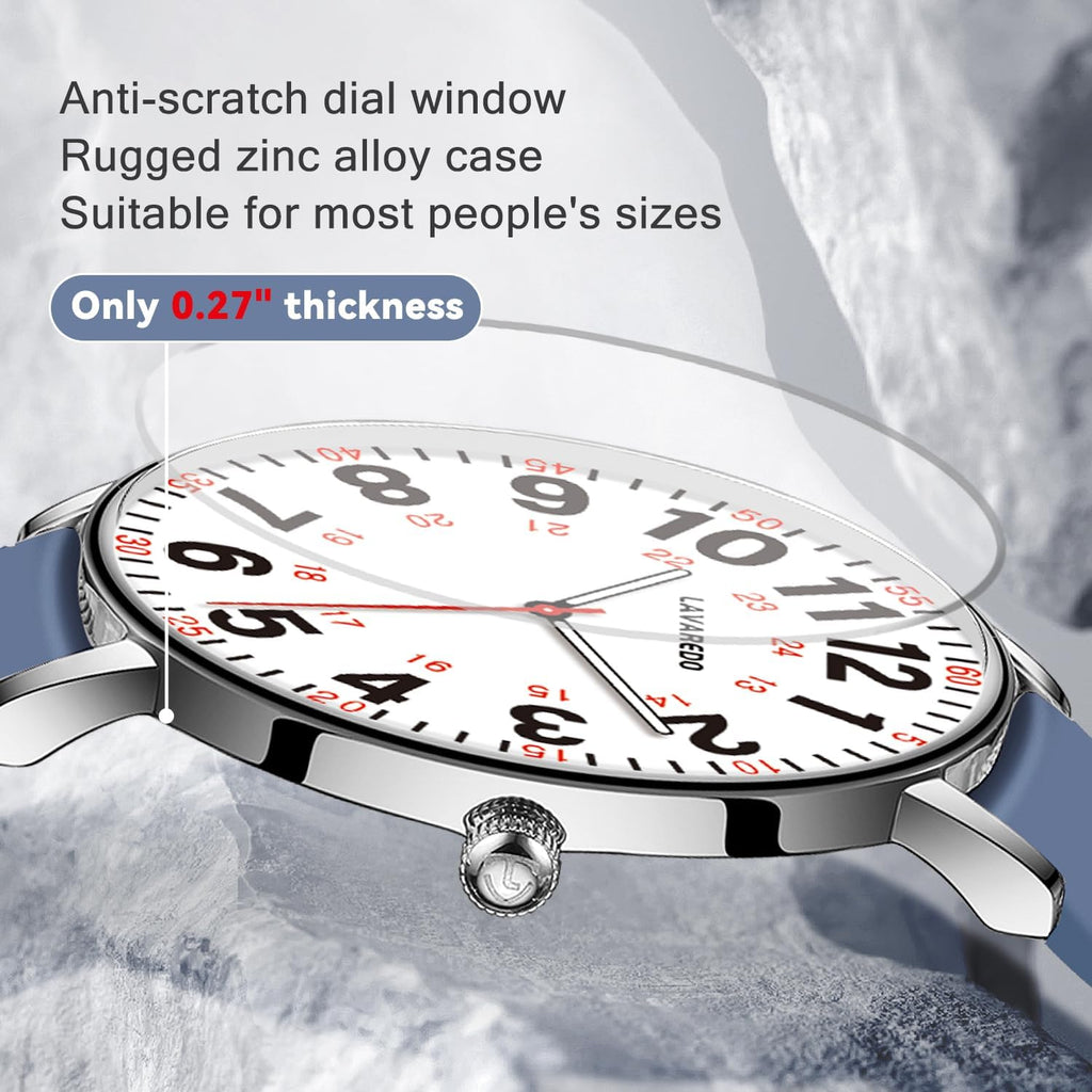 Reloj de enfermera para enfermeras, doctores, mujeres y hombres, relojes analógicos impermeables con esfera luminosa y movimiento de cuarzo japonés, reloj de hora militar fácil de leer con