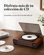 K10 Reproductor de CD Bluetooth con Altavoces para el Hogar, Recargable