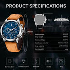 SAPPHERO Relojes cronógrafos para hombre, reloj analógico de acero inoxidable casual original para negocios, 50M, impermeable, luminoso, con esfera de fecha, regalo para hombre