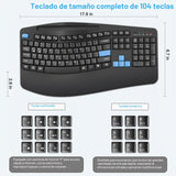 Combo de teclado y mouse inalámbricos, teclas de onda ergonómicas d...