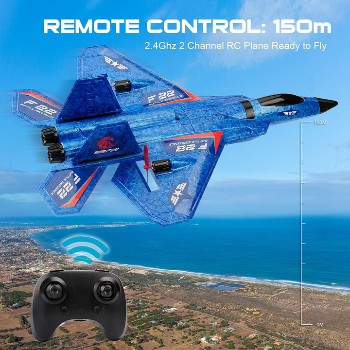 RoofWorld Avión RC, avión RC F22 listo para volar, avión de control...