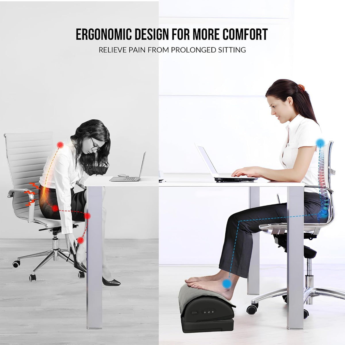 Lámpara Snailax Reposapiés Bajo el Escritorio para el Trabajo, Reposapiés Calefactado Bajo el Escritorio con Altura Ajustable de Doble Capa, Calentador de Pies con Masaje de Vibración, Reposapiés Ergonómico
