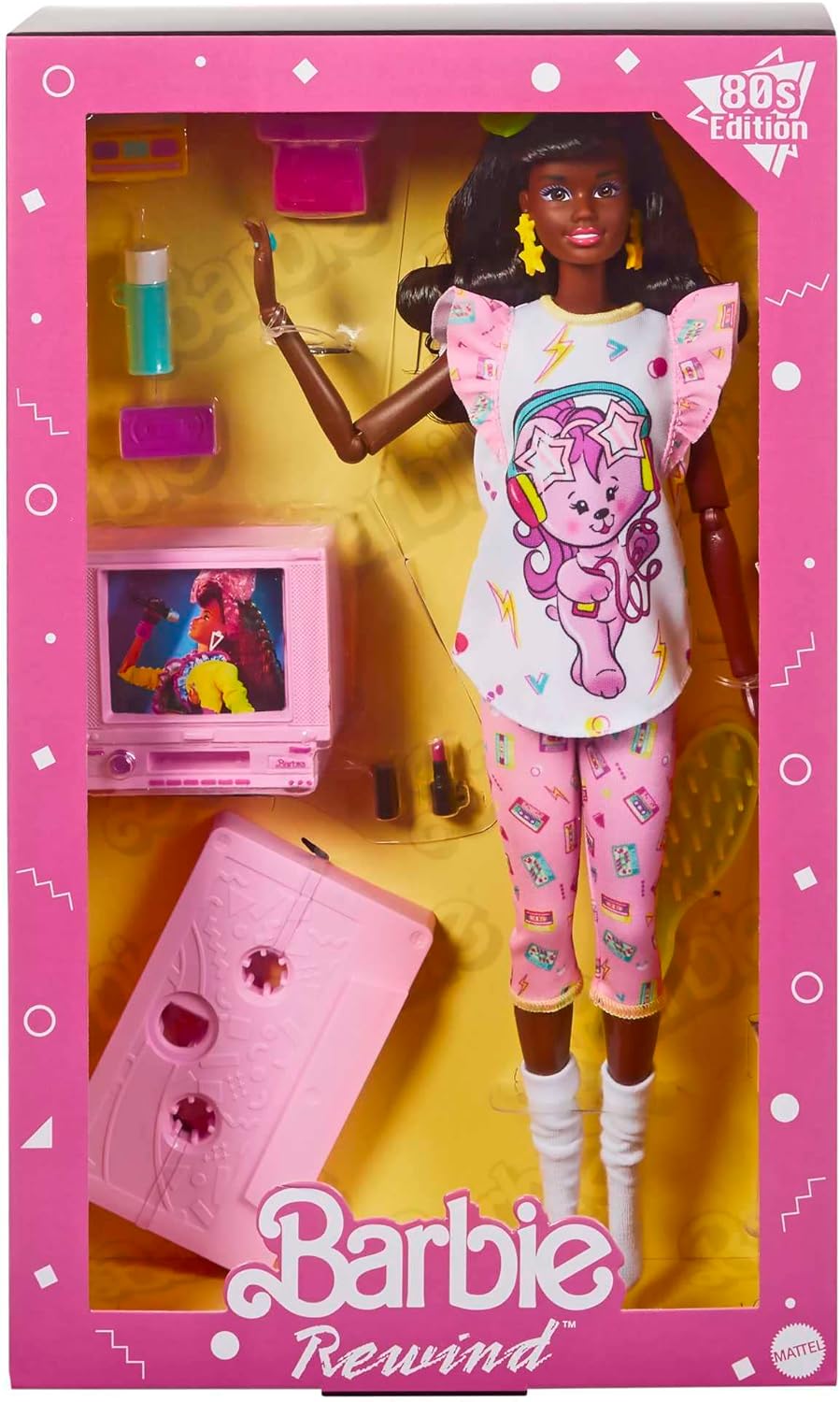Muñeca Barbie Rewind y accesorios con cabello rizado negro y atuend...
