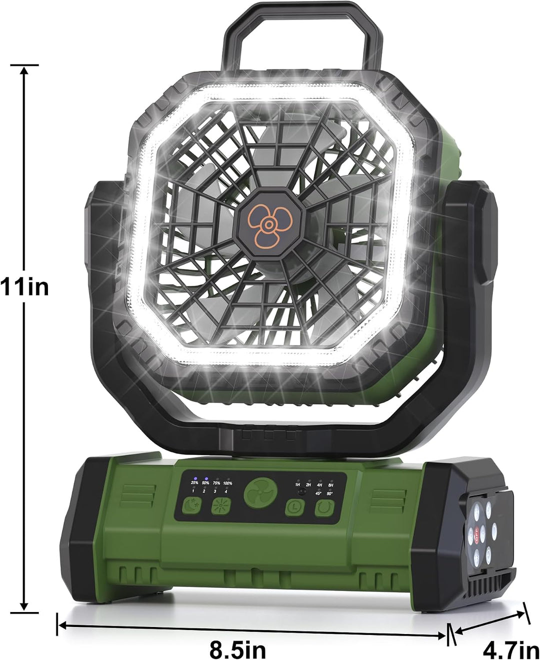 Honesorn - Ventilador alimentado por batería de 20000 mAh con luz L...