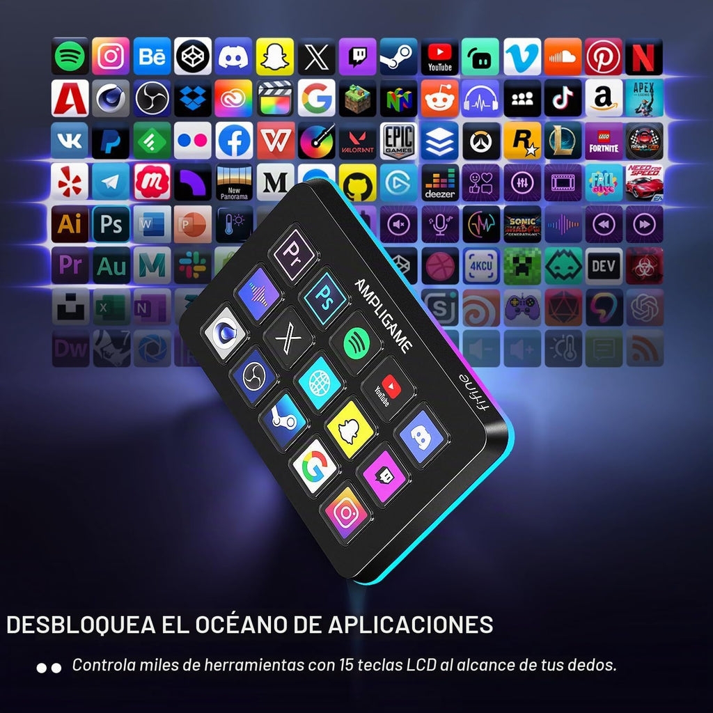 Macroteclado fifine D6 RGB con 15 botones programables para múltiples