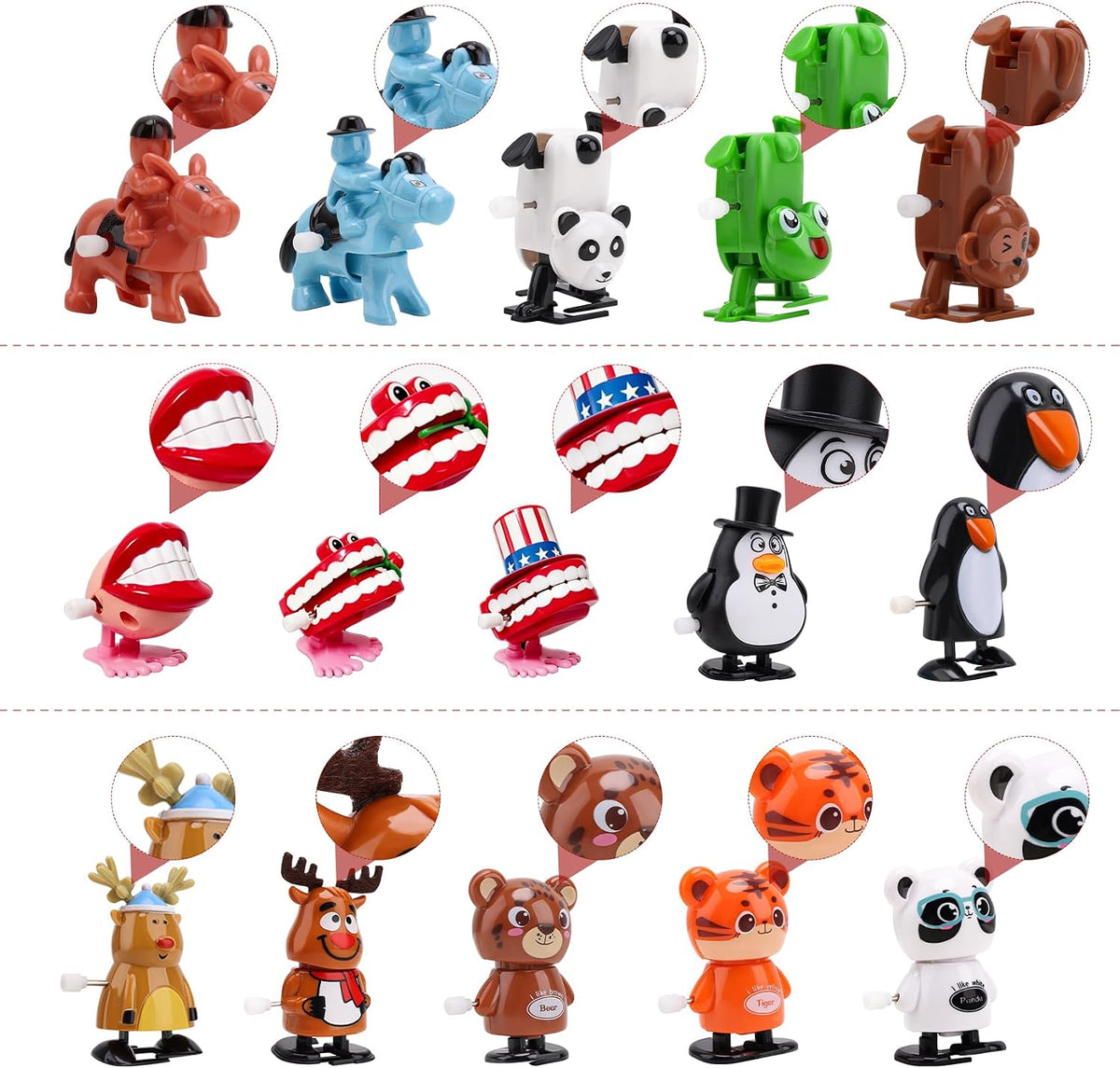 30 piezas de juguetes de cuerda para niños, rellenos de calcetines de Navidad, juguetes de relojería, juguetes de primavera, recuerdos de fiesta, bolsas de golosinas para Pascua Navidad Año Nuevo