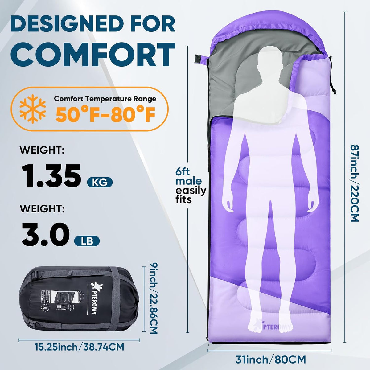 Sacos de Dormir para Adultos, Ultraligeros y Lavables a máquina, a Prueba de Agua para Senderismo, Camping y Mochila, para Clima Cálido y Frío, Esenciales de Camping para Viajar