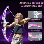 Pack de 2 Arco y Flecha para Niños, Arquería con Luz LED y Diana de Unicornio