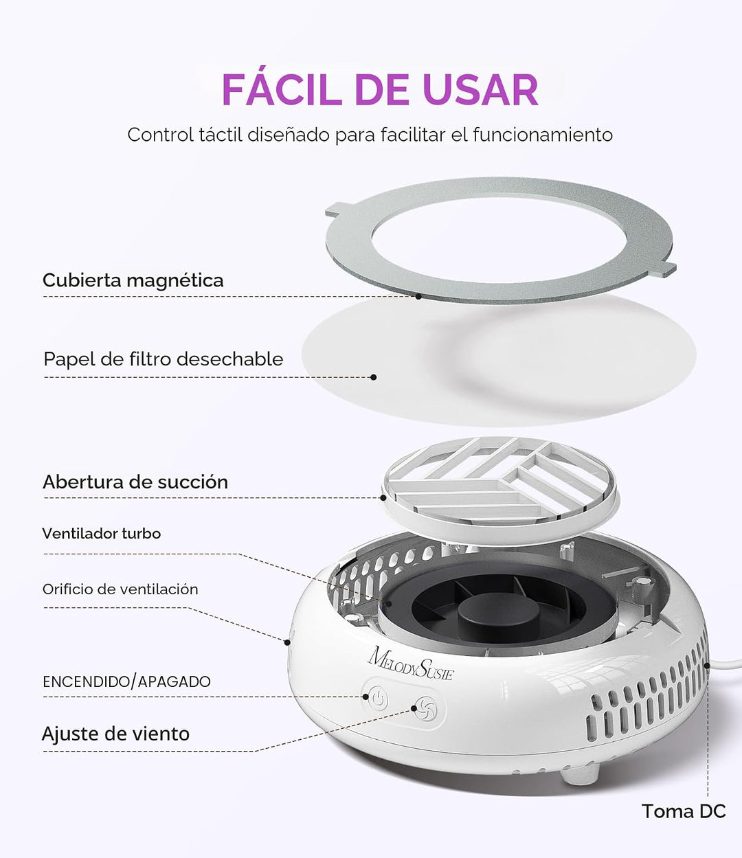 MelodySusie HProA - Colector de polvo de uñas de tamaño bolsillo co...