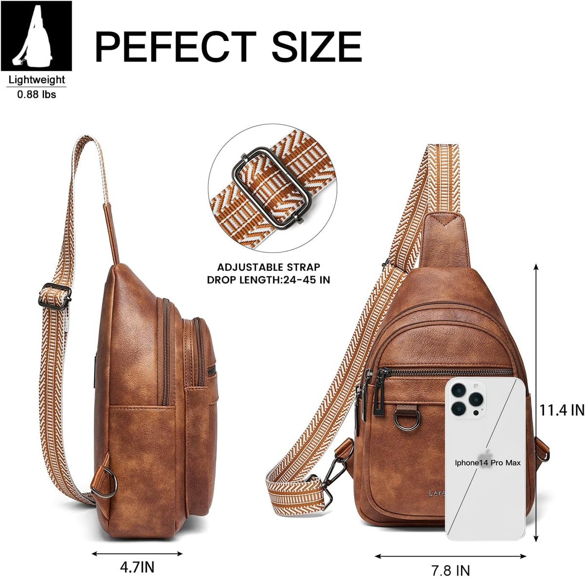 Bolso bandolera de 7L para mujeres y hombres, de cuero vegano, bolsos cruzados, riñonera, monedero, mochila sobre el hombro, bolsa antirrobo de viaje