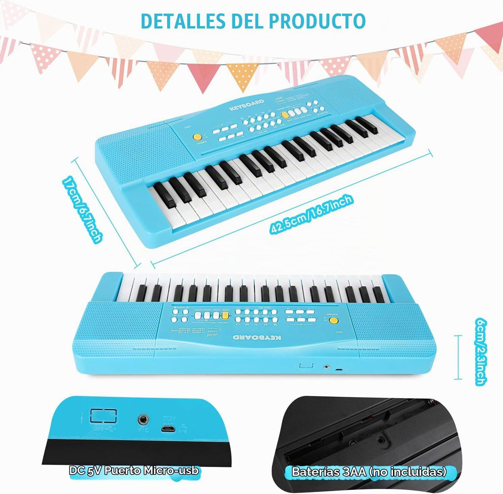 37 teclas para niños pequeños, teclado de piano eléctrico, pianos con micrófono