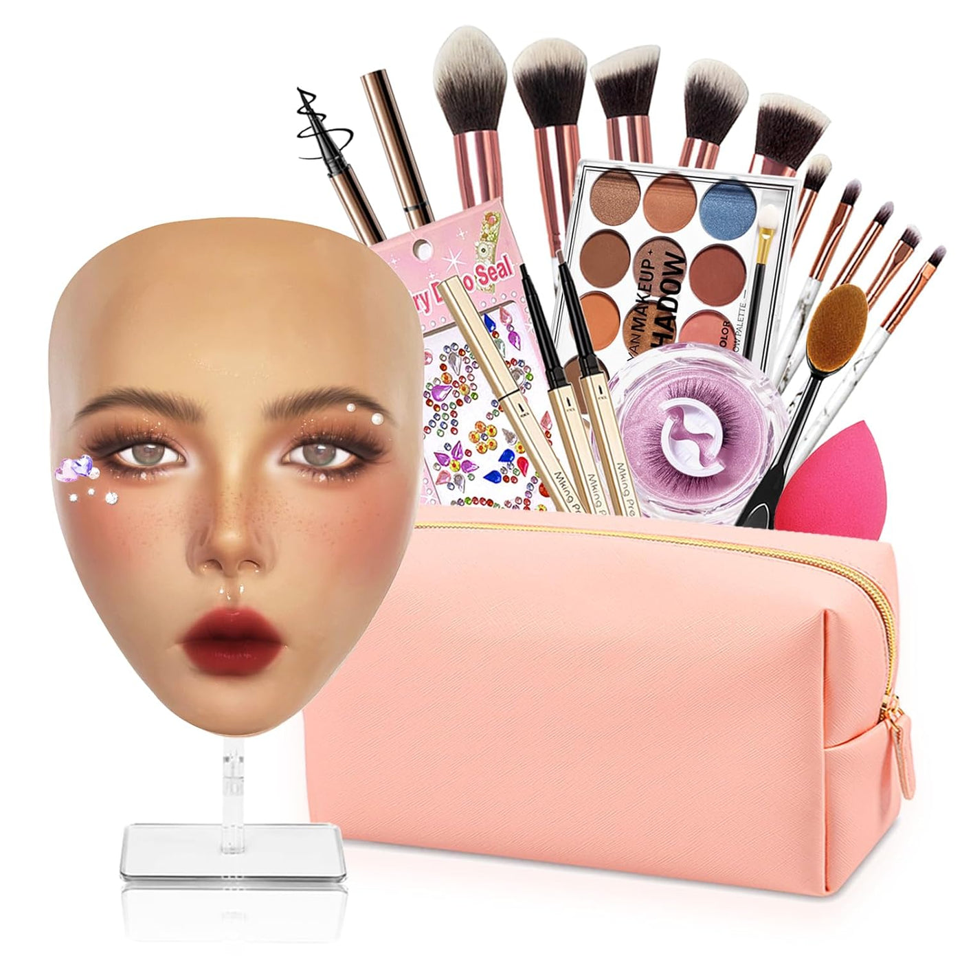 Banugo Tabla facial de práctica de maquillaje, cabeza de maniquí de...