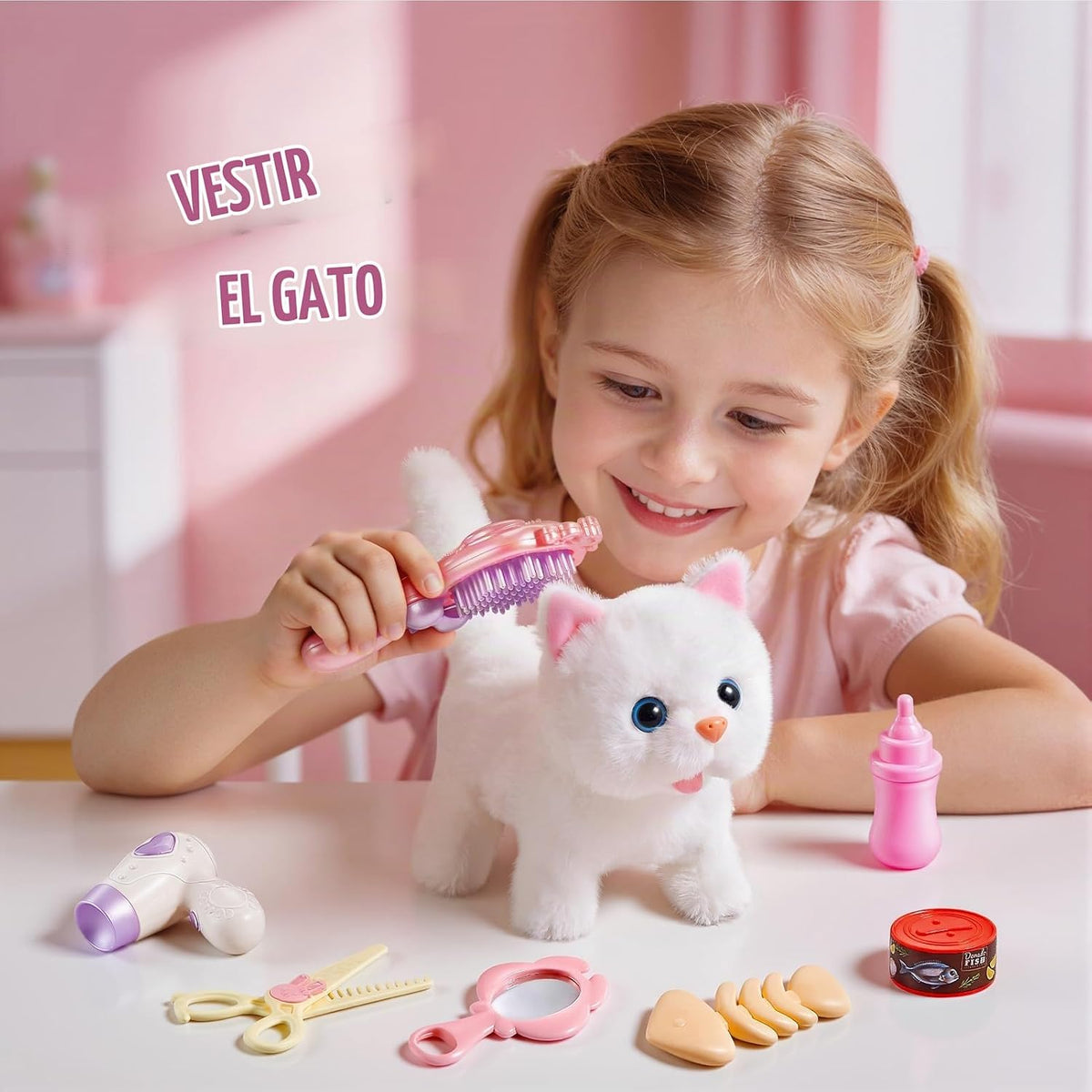 17PCS Cat Toys para Kids Girls Boys,Interactive Robot Cat con Walking