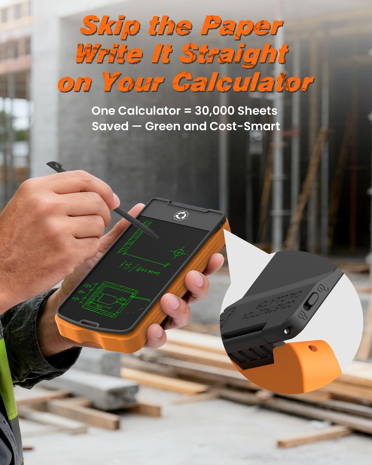 ROATEE Calculadora de construcción con tableta de escritura Industrial y