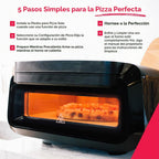 Frigidaire Horno eléctrico para pizza de interior – Alcanza temperaturas de 700 ° F – Hornea a piedra pizzas de 12 pulgadas en minutos – Horno portátil de encimera con freír y hornear al aire