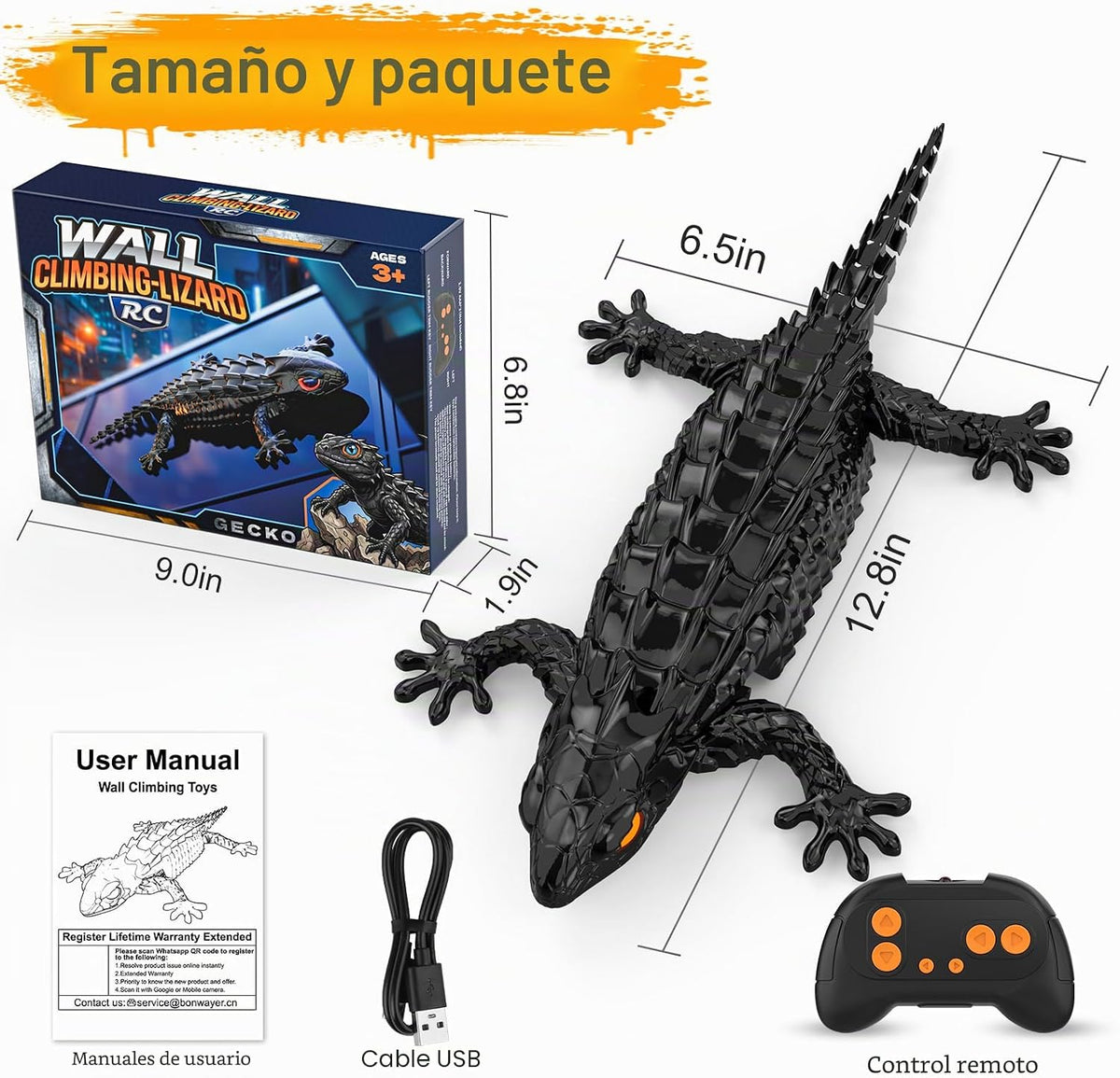Gecko de escalada de pared a RC, robot de control remoto recargable