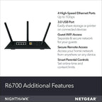 NETGEAR Router Wi-Fi Inteligente Nighthawk, R6700 AC1750