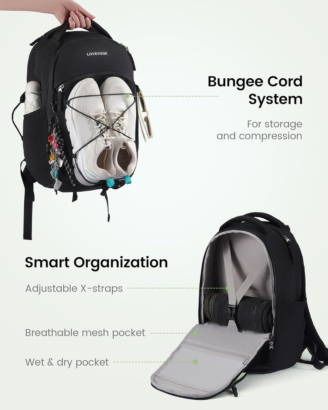 LOVEVOOK Mochila diaria para laptop para mujeres y hombres con sopo...