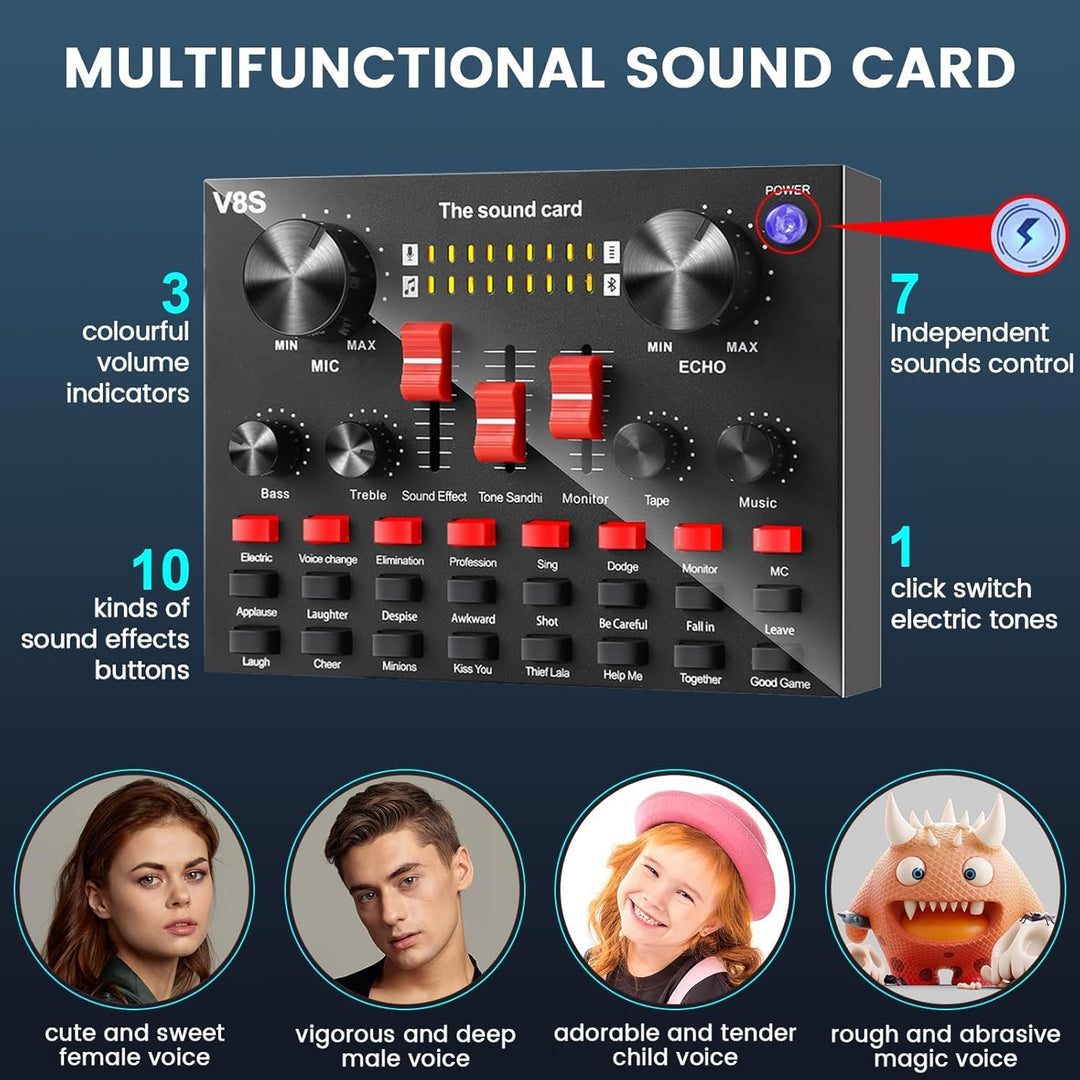 LUVUMVLT Paquete de equipo de podcast, kit de estudio BM-800 con co...
