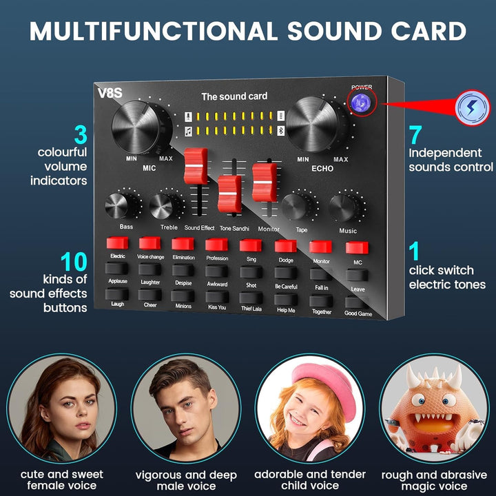LUVUMVLT Paquete de equipo de podcast, kit de estudio BM-800 con co...