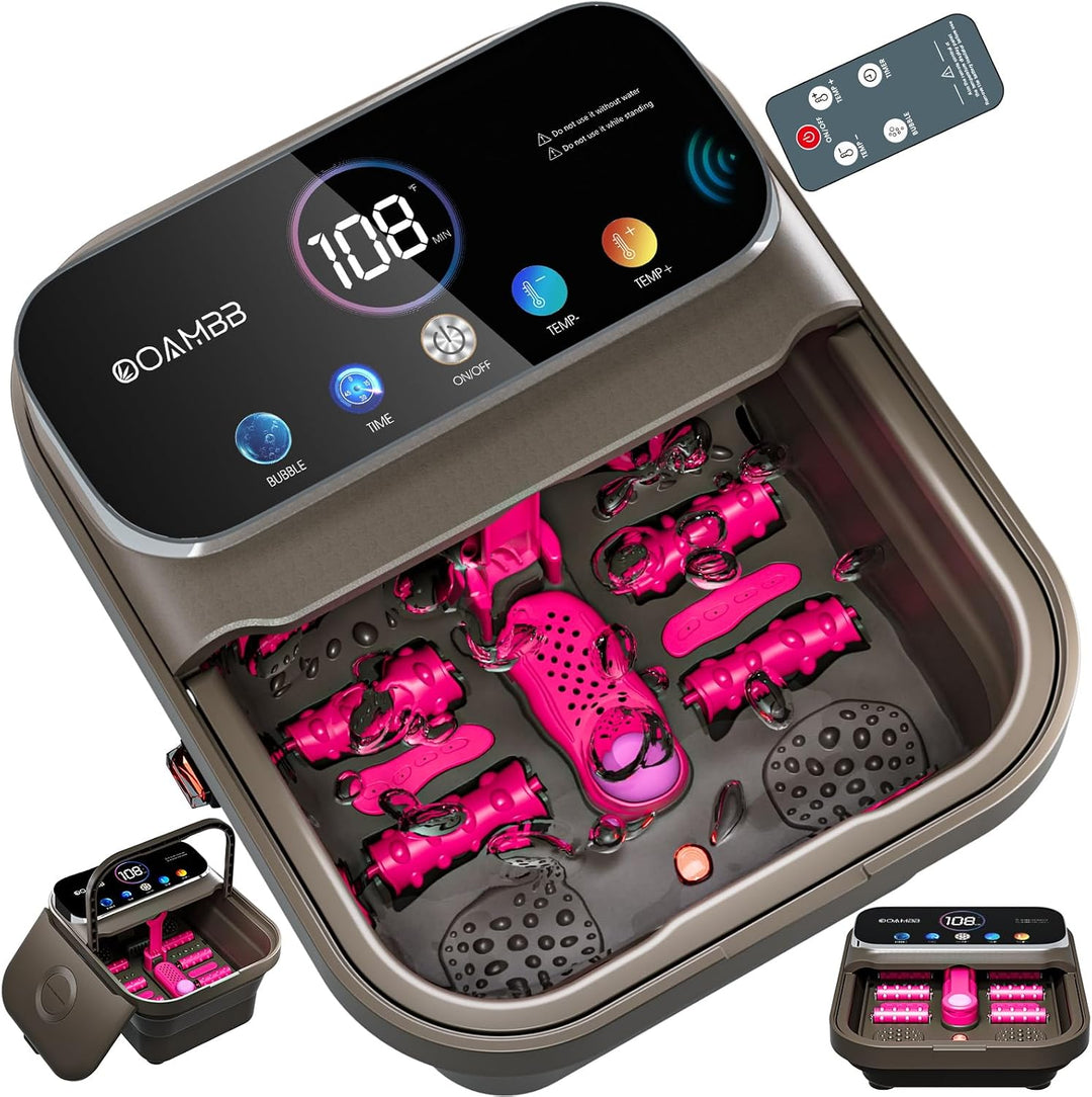 OOAMBB Spa de pies plegable con calor, burbujas, control de tempera...
