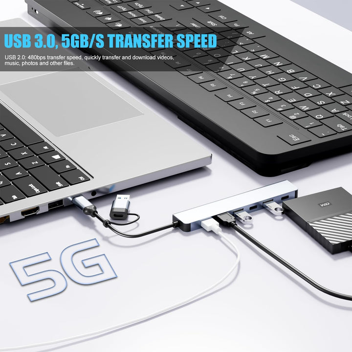 Actualización Concentrador USB C/USB BERLAT Aluminio 7 en