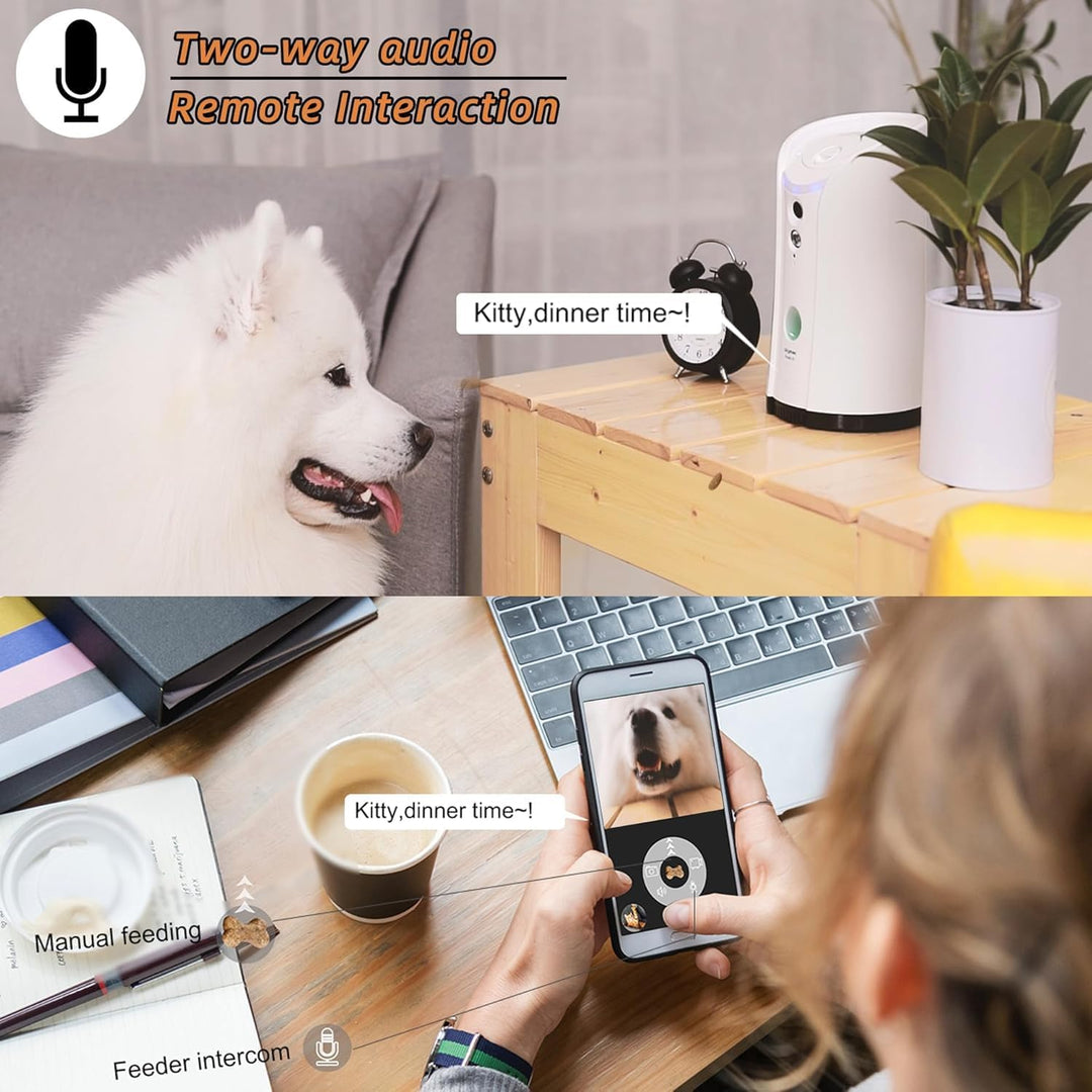 SKYMEE Dispensador de golosinas para perros, cámara remota WiFi par...