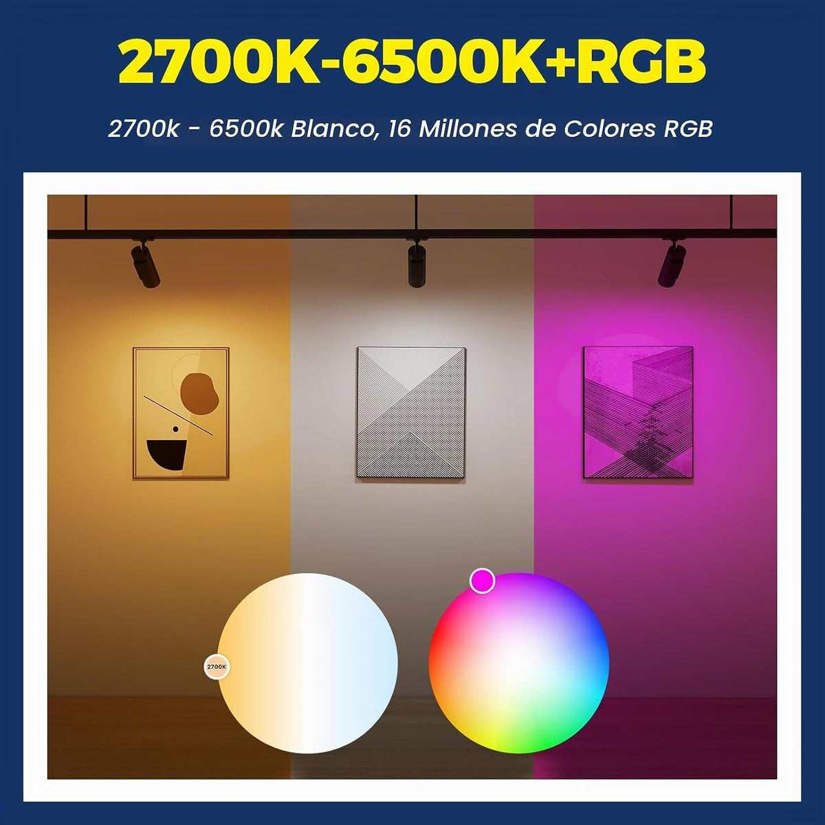Bombillas inteligentes GU10 50W, ángulo de haz de 38° RGBCW