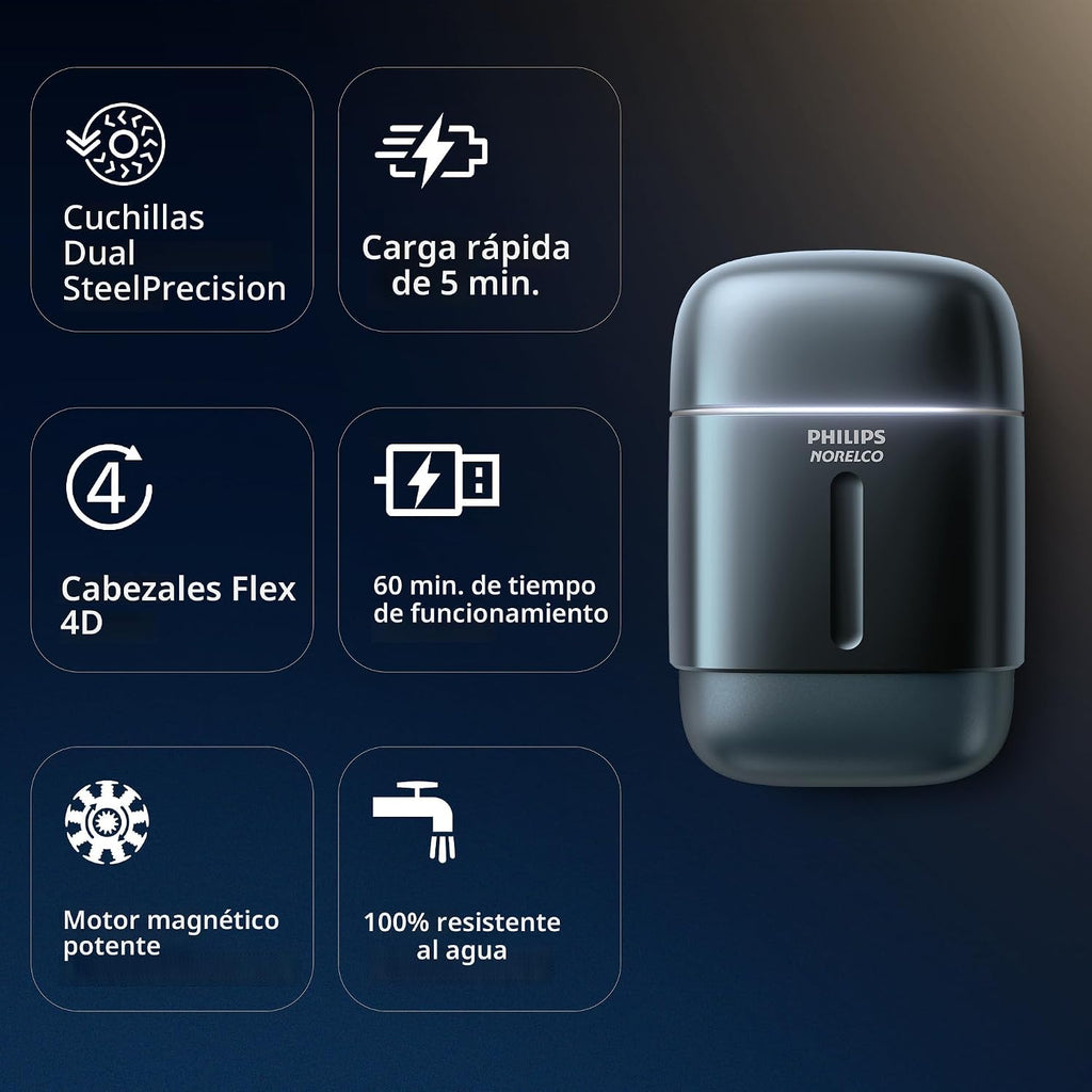 Philips Norelco Serie 700 - Afeitadora eléctrica compacta de viaje, color