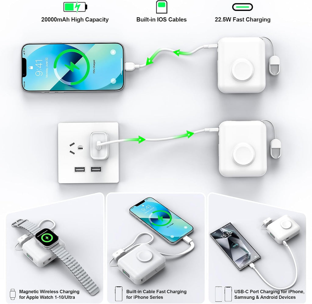 Luvknit Banco de energía magnético de 20000 mAh para Apple Watch