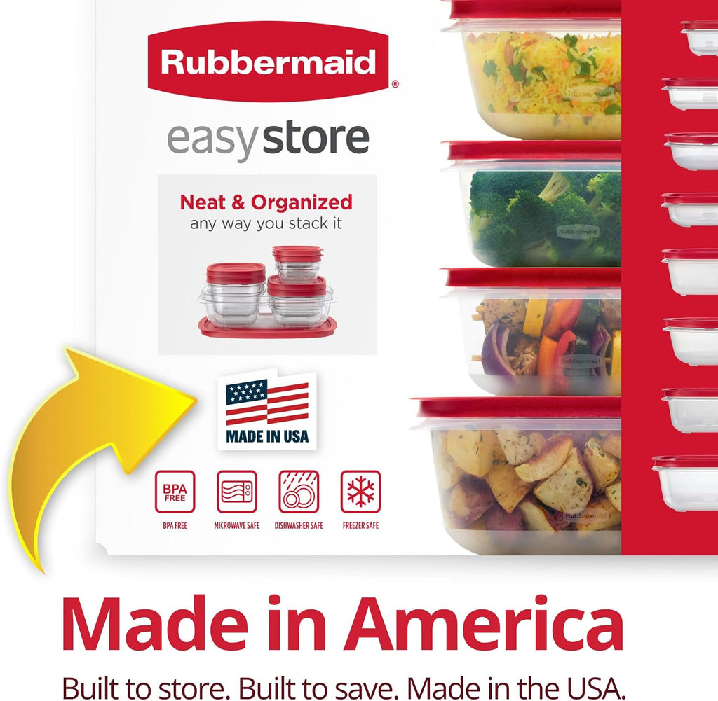 Rubbermaid EasyStore - Contenedores de almacenamiento de alimentos, juego de 38 piezas, recipientes de almacenamiento de alimentos con tapas