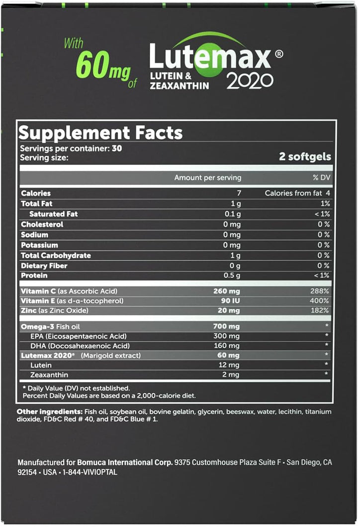 Vivioptal Lux 60 cápsulas blandas, Omega 3, zinc y vitamina C y E,...