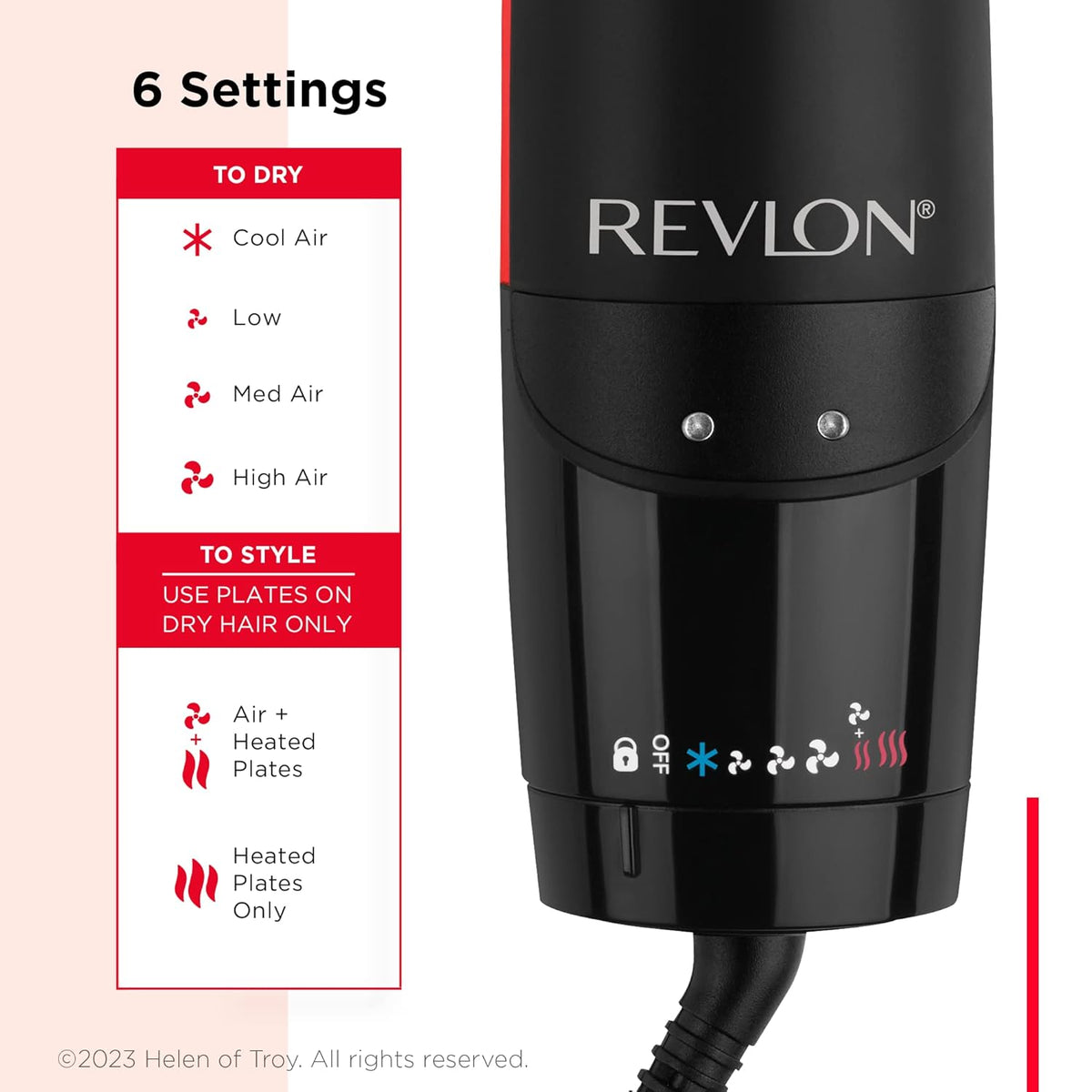 Revlon Recta de aire de un solo paso | Secadora 2 en 1 y plancha pl...