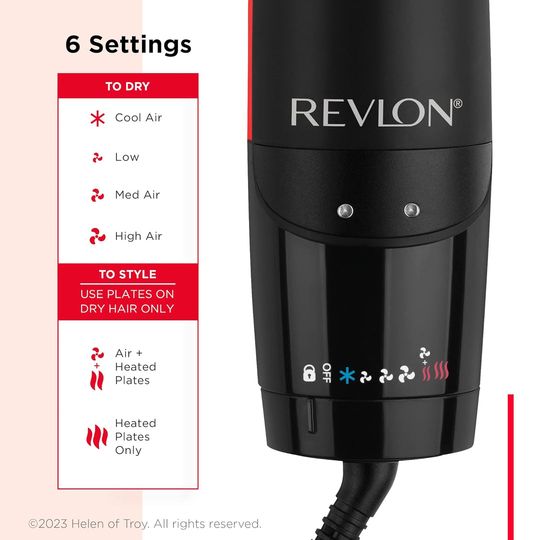 Revlon Recta de aire de un solo paso | Secadora 2 en 1 y plancha pl...