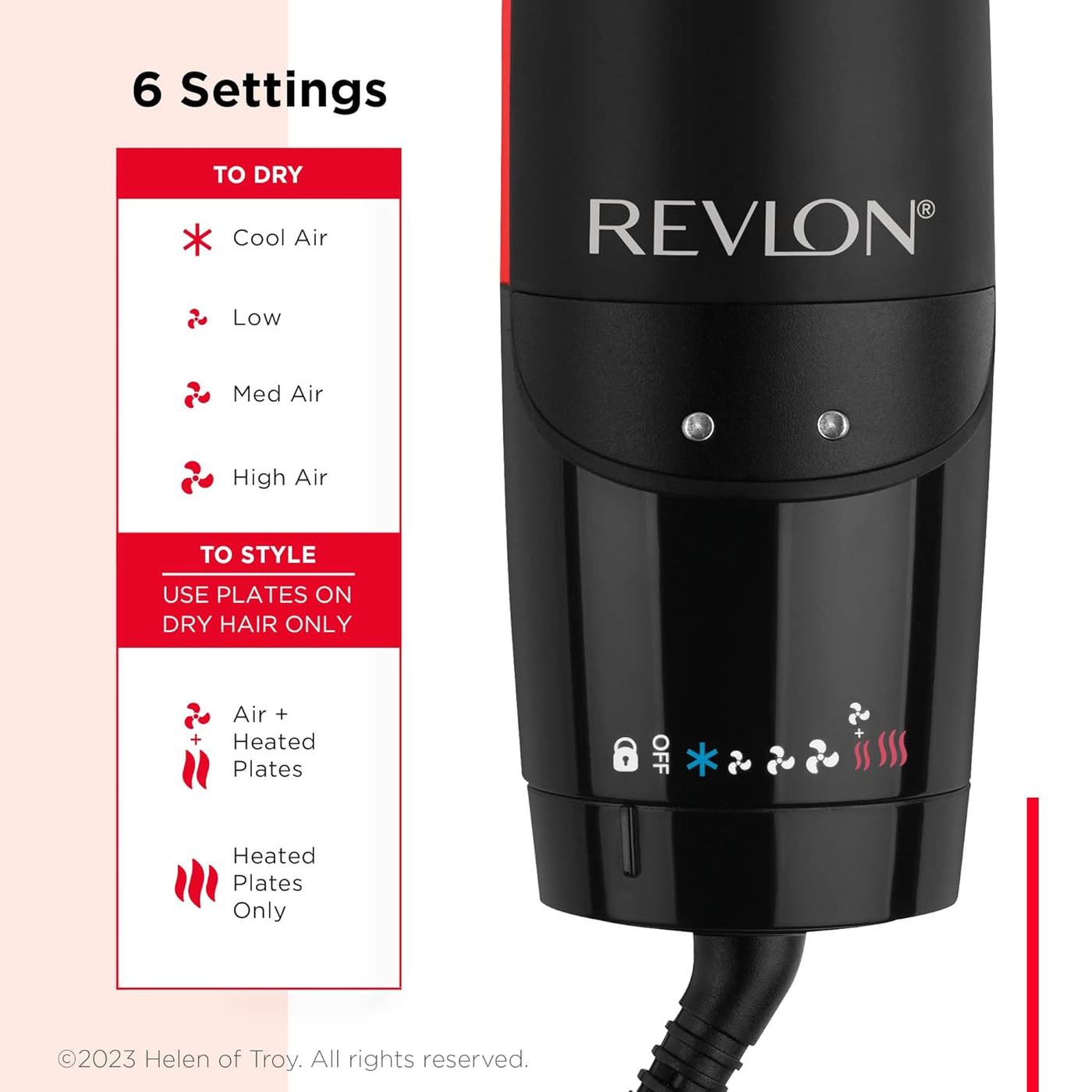 Revlon Recta de aire de un solo paso | Secadora 2 en 1 y plancha pl...
