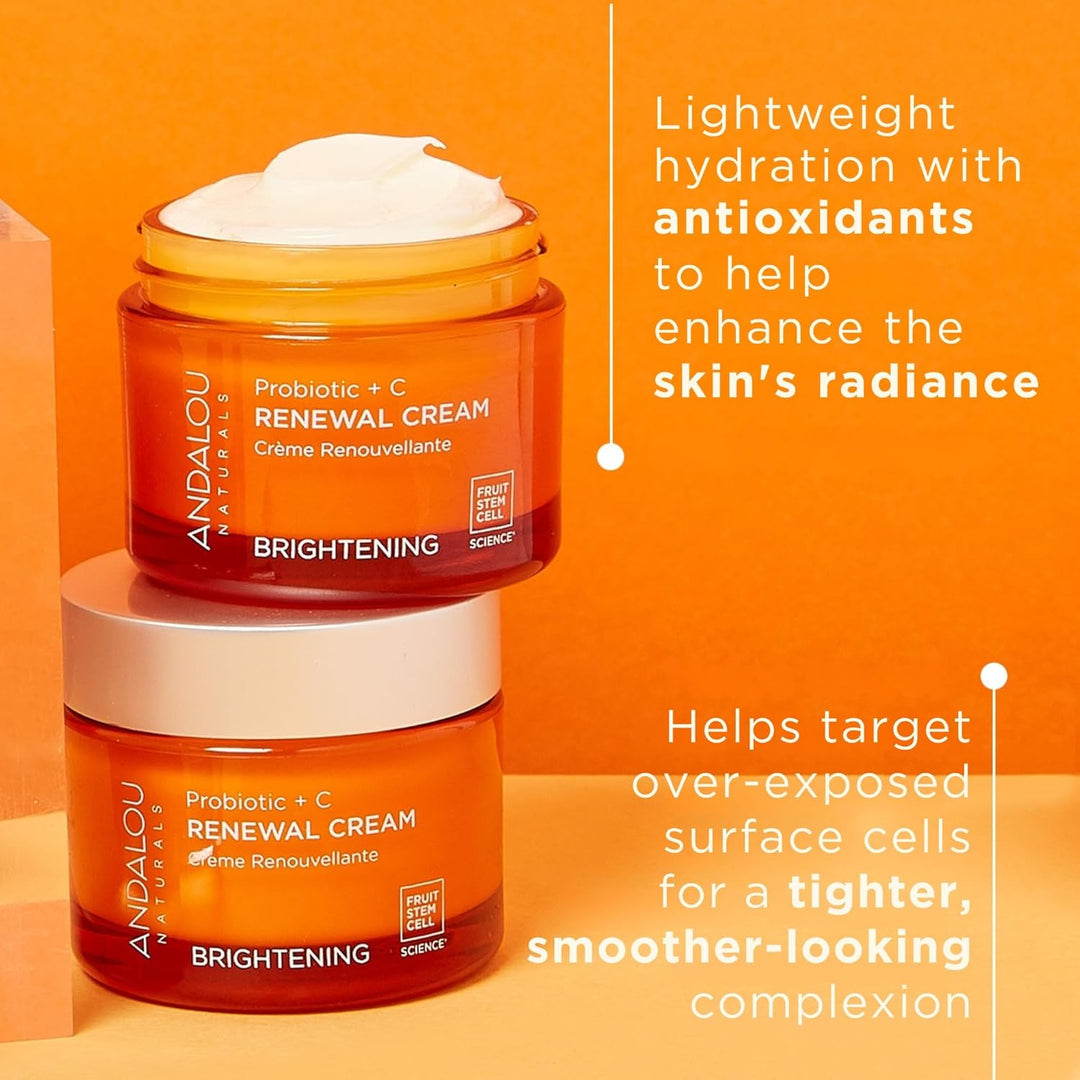 Andalou Naturals Probiotic + Vitamin C Renewal Cream Crema hidratan...