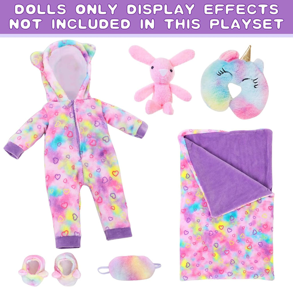 Conjunto de ropa de muñeca americana de 18 pulgadas y accesorios para bolsa de dormir
