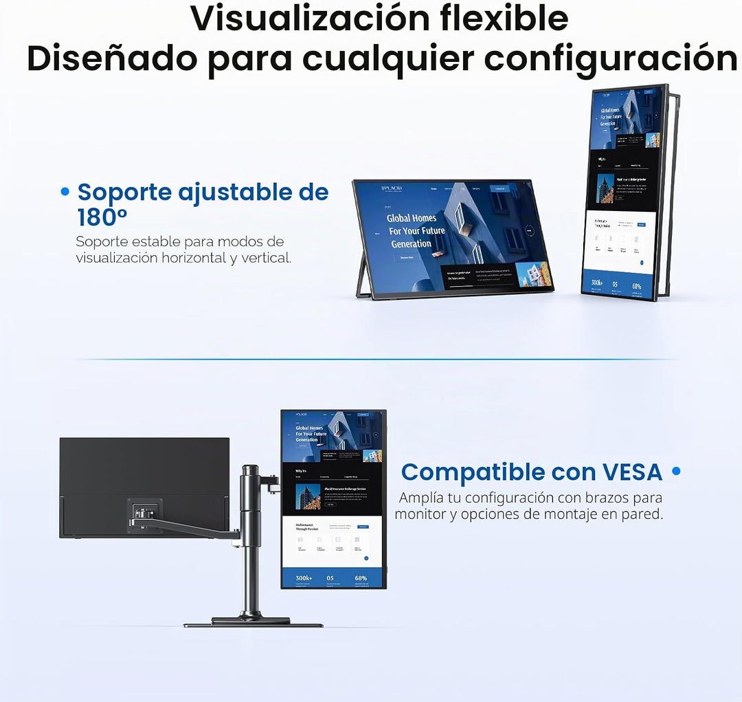 UPERFECT 15.6" 1080P Monitor portátil inalámbrico con batería 8000m...