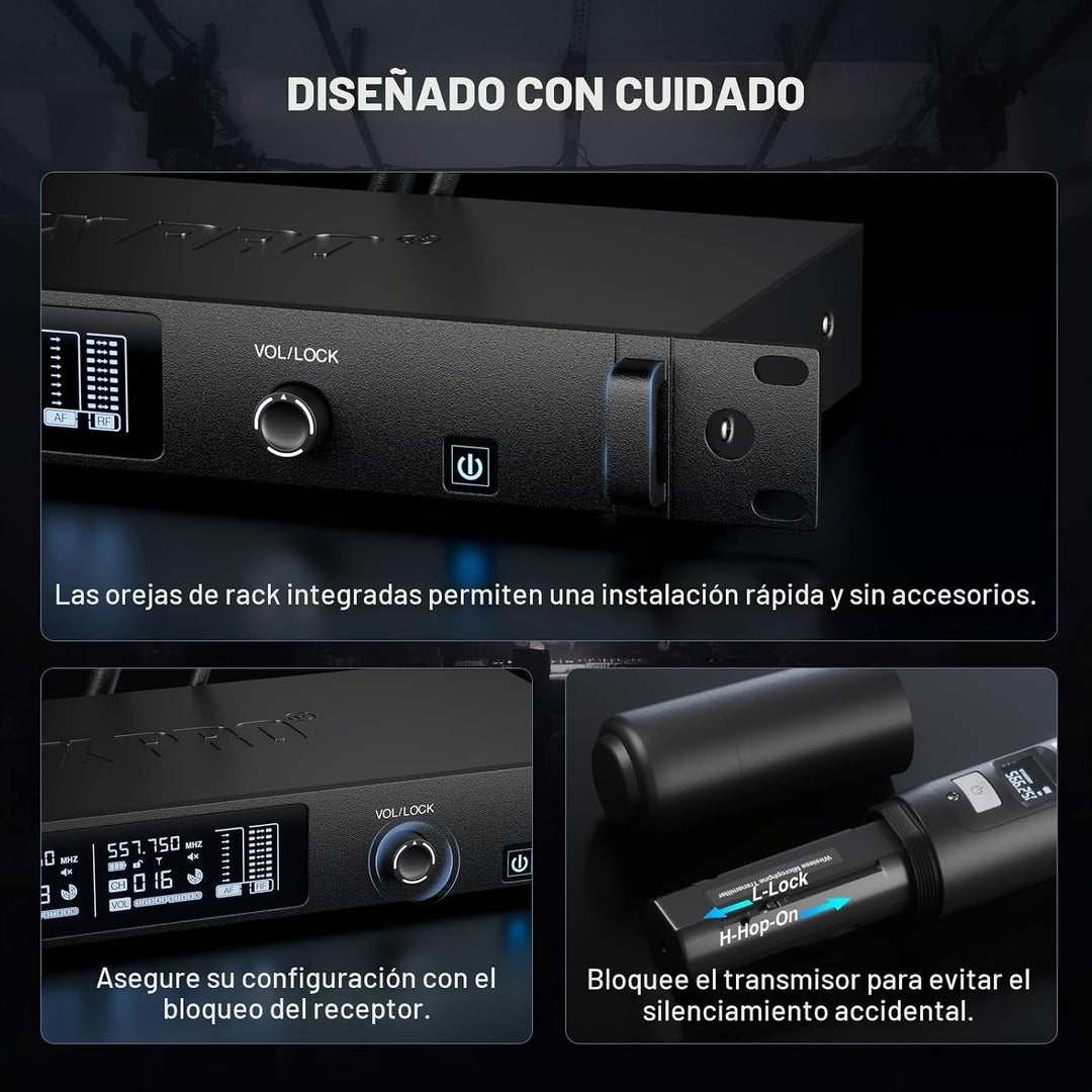 Phenyx Pro UHF Sistema de Micrófono Inalámbrico Inteligente, Micróf...