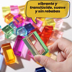 Juego de 30 bloques acrílicos mixtos – 10 largos (1.0 x 1.0 x 2.0 in) + 20 cubos (1.0 x 1.0 x 1.0 in), bloques de gemas arcoíris, juguete apilable sensorial para niños y niñas de 1, 2, 3, 4 años