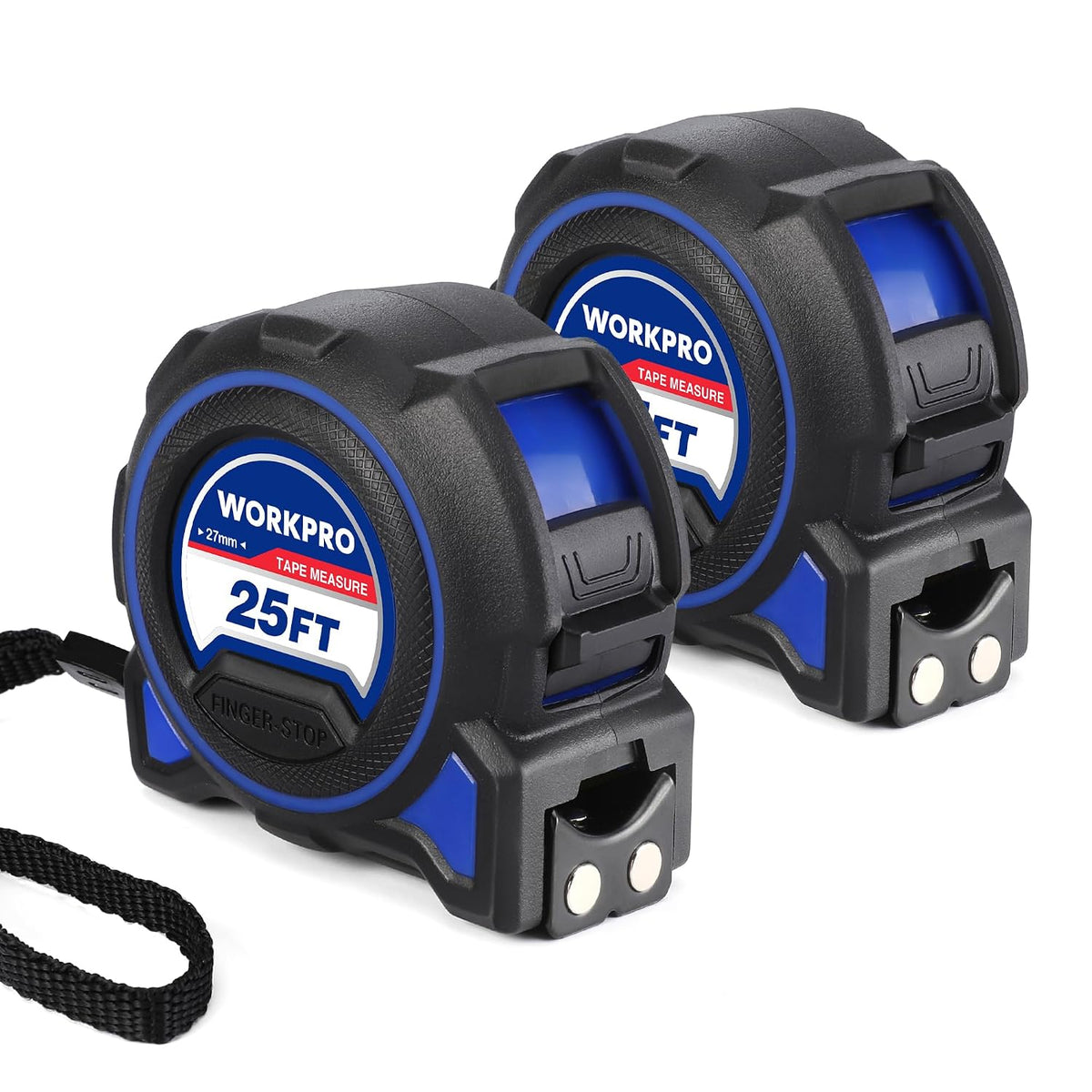 WORKPRO Cinta métrica resistente, 2 unidades de cinta métrica retráctil de