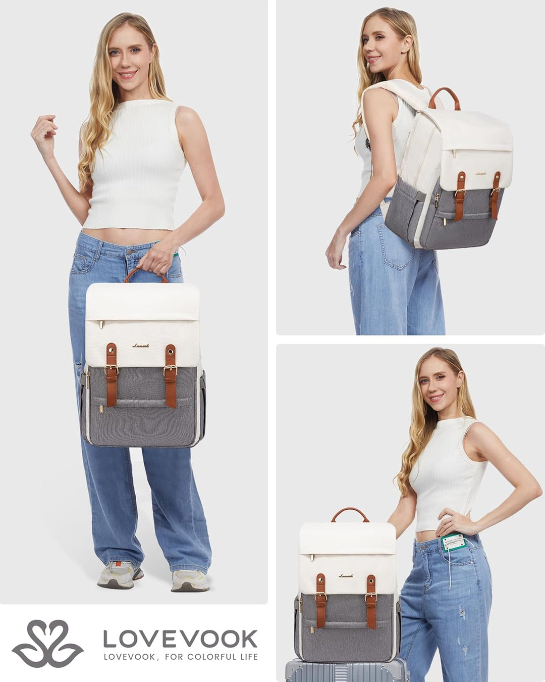 LOVEVOOK - Mochila para laptop de mujer, mochila de viaje para comp...