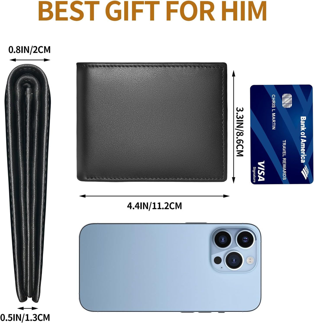 Cartera de cuero genuino MARZAHAR para hombre, billetera plegable c...