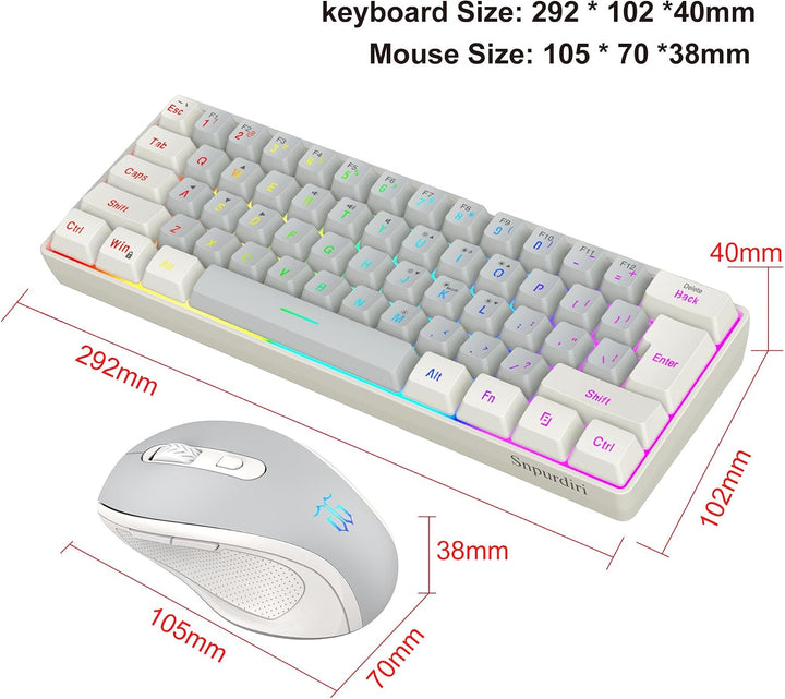 Snpurdiri Combo de teclado y mouse inalámbricos para juegos de 2.4G...