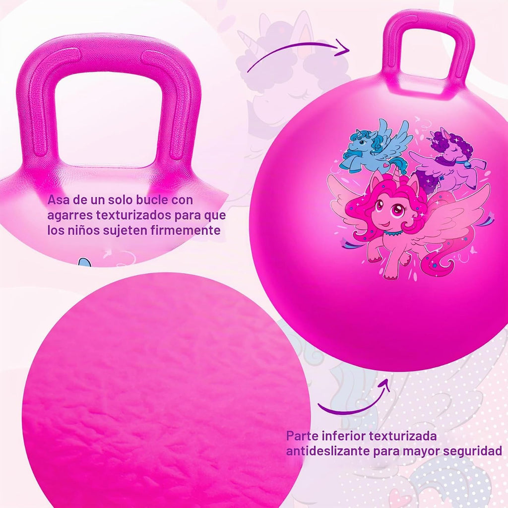 Pelota de tolva para niños de 3 a 8 años, bola hinchable de 18 pulgadas con asa, unicornio
