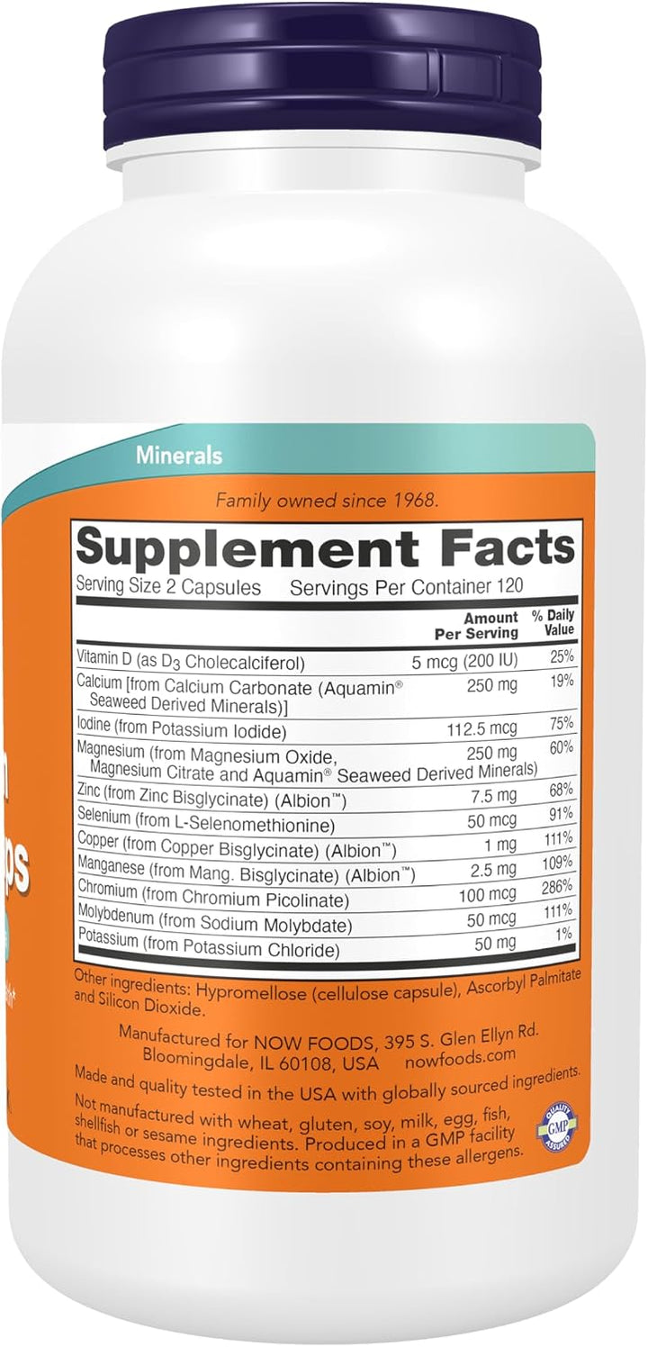 Suplementos NOW, cápsulas minerales de espectro completo, fórmula m...